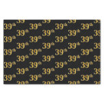 [ Thumbnail: Black, Faux Gold 39th (Thirty-Ninth) Event Tissue Paper ]
