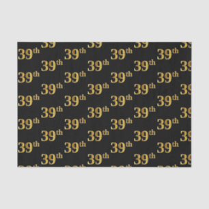 Black, Faux Gold 39th (Thirty-Ninth) Event Tissue Paper