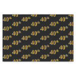 [ Thumbnail: Black, Faux Gold 40th (Fortieth) Event Tissue Paper ]