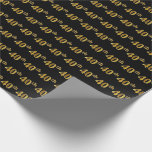 [ Thumbnail: Black, Faux Gold 40th (Fortieth) Event Wrapping Paper ]