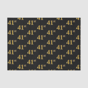 Black, Faux Gold 41st (Forty-First) Event Tissue Paper