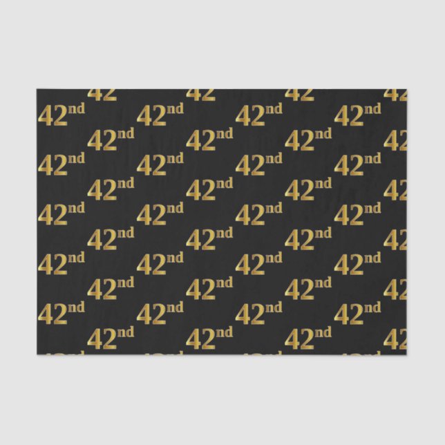 Black, Faux Gold 42nd (Forty-Second) Event Tissue Paper (Front)