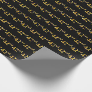 Black, Faux Gold 42nd (Forty-Second) Event Wrapping Paper