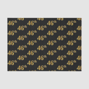 Black, Faux Gold 46th (Forty-Sixth) Event Tissue Paper