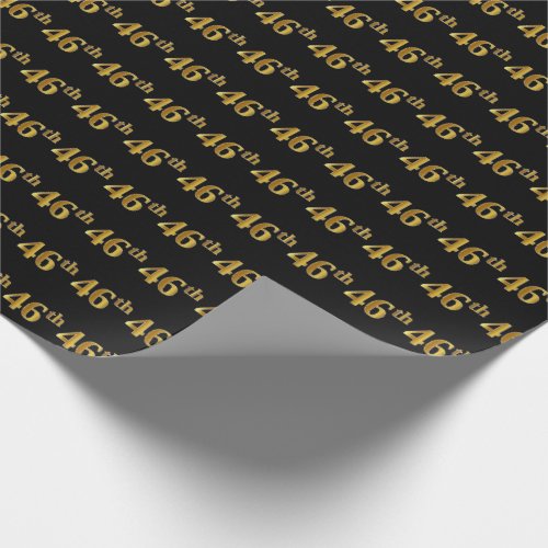 Black Faux Gold 46th Forty_Sixth Event Wrapping Paper