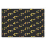 [ Thumbnail: Black, Faux Gold 47th (Forty-Seventh) Event Tissue Paper ]