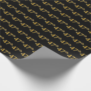 Black, Faux Gold 47th (Forty-Seventh) Event Wrapping Paper