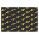[ Thumbnail: Black, Faux Gold 48th (Forty-Eighth) Event Tissue Paper ]