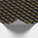 [ Thumbnail: Black, Faux Gold 49th (Forty-Ninth) Event Wrapping Paper ]