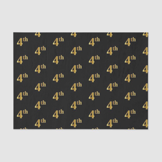 Black, Faux Gold 4th (Fourth) Event Tissue Paper (Front)