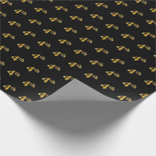 Black, Faux Gold 4th (Fourth) Event Wrapping Paper
