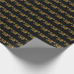 [ Thumbnail: Black, Faux Gold 50th (Fiftieth) Event Wrapping Paper ]