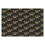 [ Thumbnail: Black, Faux Gold 56th (Fifty-Sixth) Event Tissue Paper ]