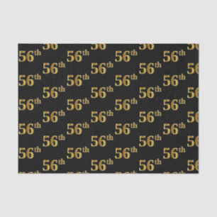 Black, Faux Gold 56th (Fifty-Sixth) Event Tissue Paper