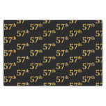 [ Thumbnail: Black, Faux Gold 57th (Fifty-Seventh) Event Tissue Paper ]