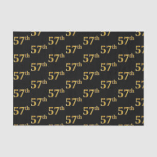 Black, Faux Gold 57th (Fifty-Seventh) Event Tissue Paper