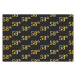 [ Thumbnail: Black, Faux Gold 58th (Fifty-Eighth) Event Tissue Paper ]