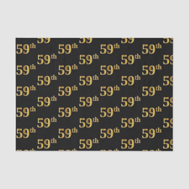 Black, Faux Gold 59th (Fifty-Ninth) Event Tissue Paper (Front)