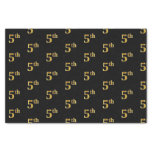 [ Thumbnail: Black, Faux Gold 5th (Fifth) Event Tissue Paper ]
