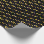 [ Thumbnail: Black, Faux Gold 60th (Sixtieth) Event Wrapping Paper ]