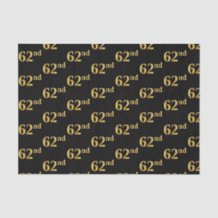 Black, Faux Gold 62nd (Sixty-Second) Event Tissue Paper
