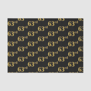 Black, Faux Gold 63rd (Sixty-Third) Event Tissue Paper