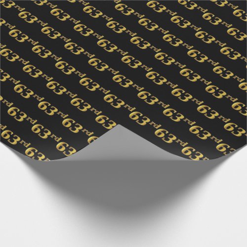 Black Faux Gold 63rd Sixty_Third Event Wrapping Paper