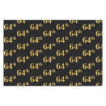 [ Thumbnail: Black, Faux Gold 64th (Sixty-Fourth) Event Tissue Paper ]