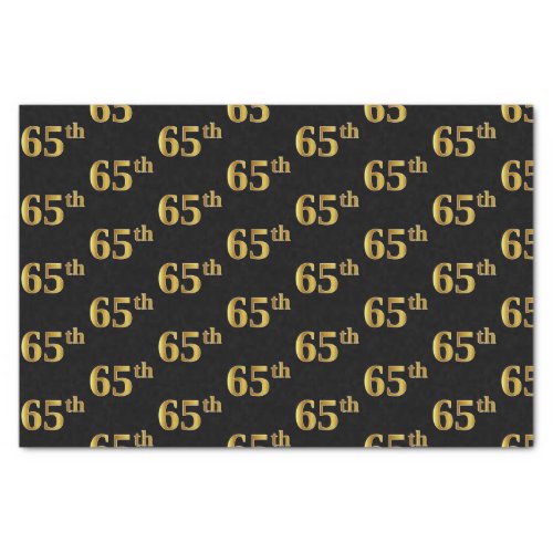 Black Faux Gold 65th Sixty_Fifth Event Tissue Paper