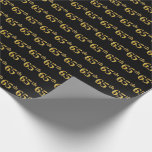 [ Thumbnail: Black, Faux Gold 65th (Sixty-Fifth) Event Wrapping Paper ]
