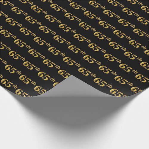 Black Faux Gold 65th Sixty_Fifth Event Wrapping Paper