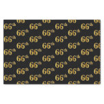 [ Thumbnail: Black, Faux Gold 66th (Sixty-Sixth) Event Tissue Paper ]
