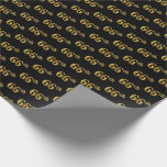 [ Thumbnail: Black, Faux Gold 66th (Sixty-Sixth) Event Wrapping Paper ]