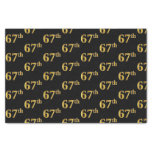 [ Thumbnail: Black, Faux Gold 67th (Sixty-Seventh) Event Tissue Paper ]