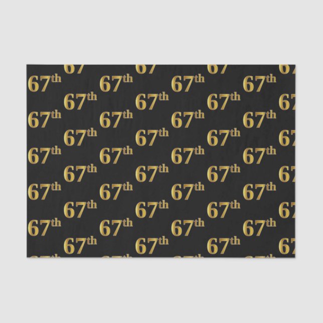 Black, Faux Gold 67th (Sixty-Seventh) Event Tissue Paper (Front)