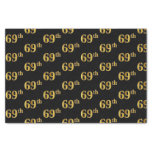[ Thumbnail: Black, Faux Gold 69th (Sixty-Ninth) Event Tissue Paper ]