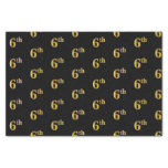 [ Thumbnail: Black, Faux Gold 6th (Sixth) Event Tissue Paper ]