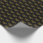[ Thumbnail: Black, Faux Gold 70th (Seventieth) Event Wrapping Paper ]