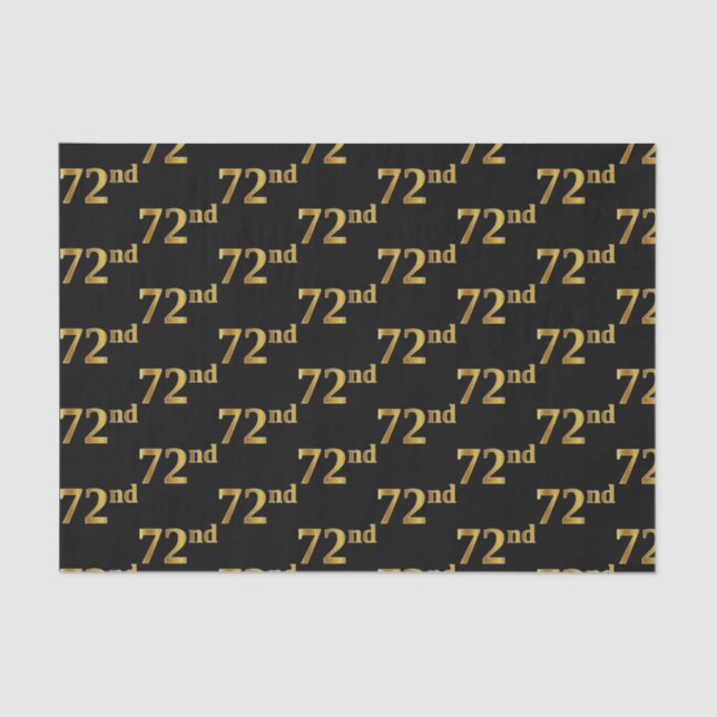 Black, Faux Gold 72nd (Seventy-Second) Event Tissue Paper (Front)