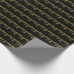 [ Thumbnail: Black, Faux Gold 72nd (Seventy-Second) Event Wrapping Paper ]