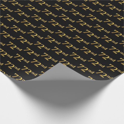 Black Faux Gold 72nd Seventy_Second Event Wrapping Paper