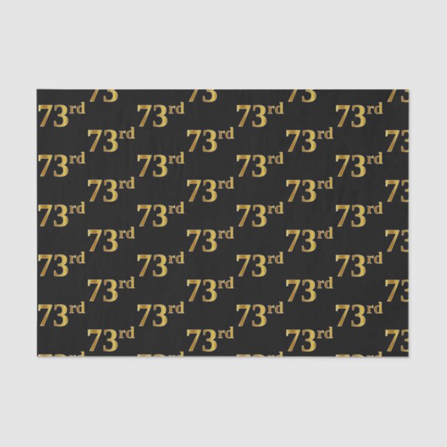 Black, Faux Gold 73rd (Seventy-Third) Event Tissue Paper (Front)