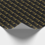[ Thumbnail: Black, Faux Gold 73rd (Seventy-Third) Event Wrapping Paper ]