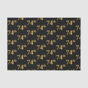Black, Faux Gold 74th (Seventy-Fourth) Event Tissue Paper