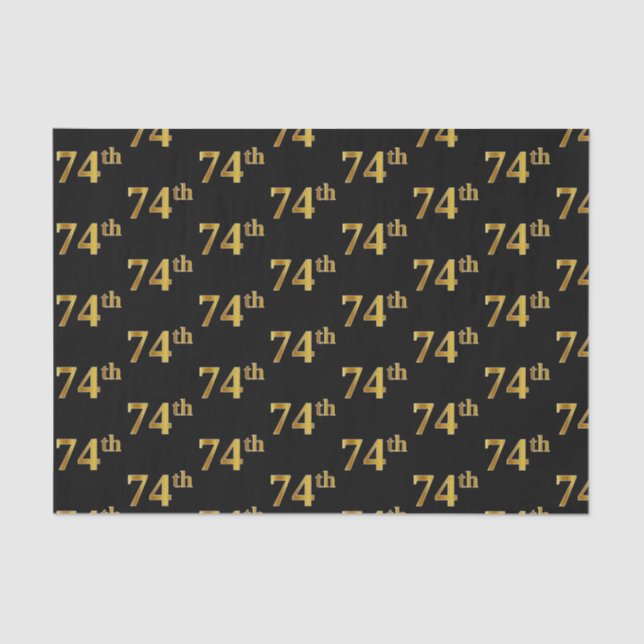 Black, Faux Gold 74th (Seventy-Fourth) Event Tissue Paper (Front)