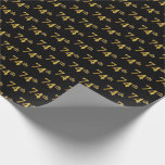[ Thumbnail: Black, Faux Gold 74th (Seventy-Fourth) Event Wrapping Paper ]