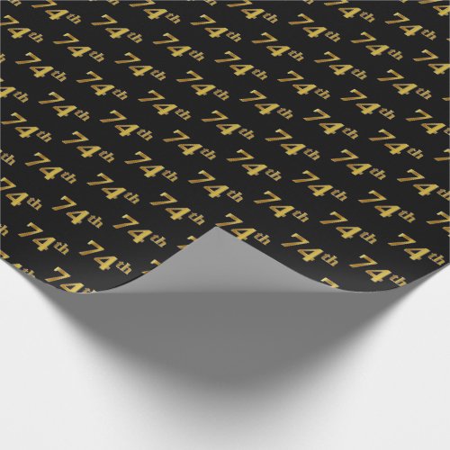 Black Faux Gold 74th Seventy_Fourth Event Wrapping Paper