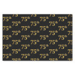 [ Thumbnail: Black, Faux Gold 75th (Seventy-Fifth) Event Tissue Paper ]