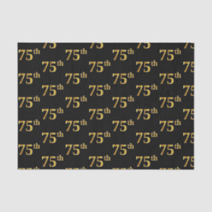 Black, Faux Gold 75th (Seventy-Fifth) Event Tissue Paper
