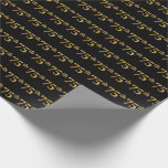 [ Thumbnail: Black, Faux Gold 75th (Seventy-Fifth) Event Wrapping Paper ]